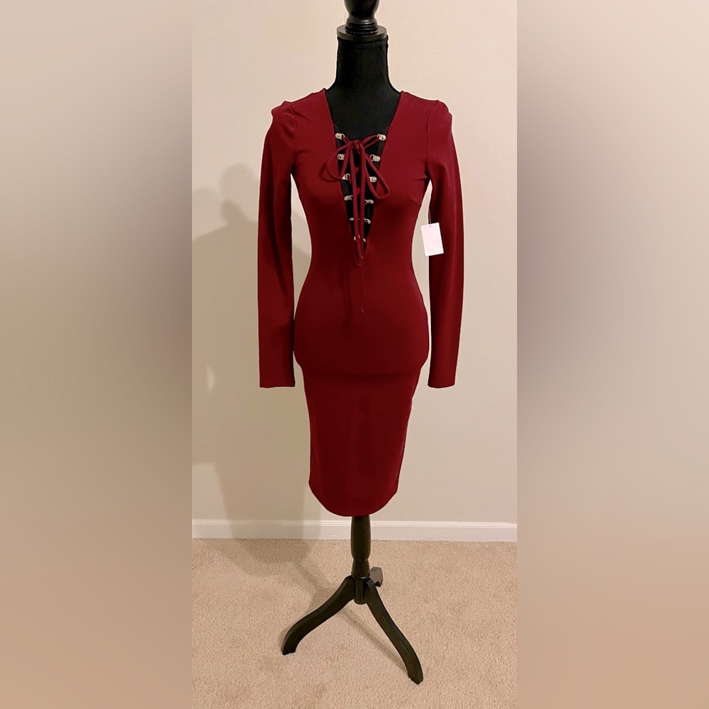 Red/black dress. Below the knee. Size XS